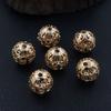 Color cobre puro dorado 8/10 mm cuentas huecas flor bola pulsera DIY pulsera accesorios de cuentas