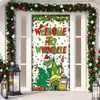 Decoración de Cubierta de Puerta de Navidad Tela Colgante Monstruo Peludo Verde Cubierta de Puerta Grinch Cortina de Puerta Grinch de Navidad Tapiz de Año Nuevo Juego de Puerta Fondo
