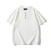 Camiseta blanca de alta gama estilo americano con cuello henley y manga corta para hombre, nuevo modelo de verano, transpirable, corte holgado, talla grande, camiseta de moda