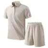 Conjunto de Camisa Polo de Seda Helada de Secado Rápido para Hombre y Shorts