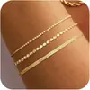 Pulseira de Liga Europeia e Americana Estilo Boêmio Transfronteiriça, Elegante e Personalizada, Conjunto de Três Camadas de Pulseira de Osso de Cobra Laminada para Mulheres