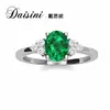 Anillo Tesoro Color Plata de Ley S925 Desini Femenino Nicho Esmeralda Nutritiva Gema Incrustación Micro Circonita Anillo Geométrico