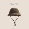 Gorros para Niños para Otoño e Invierno, Estilo Coreano, A Prueba de Frío, Lindo Bordado de Oso, Cálido Sombrero de Pescador, Sombrero de Cubo Unisex para Bebés Niños