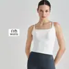 Sujetador para Mujer con Almohadillas, Camiseta sin Mangas de Espalda Cruzada, Tirantes Finos, Top Ajustado para Pilates Yoga, A Prueba de Impactos de Alta Intensidad y Anti-Caída