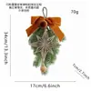 Ornamento de galho artificial de pinheiro de Natal para pendurar, Decoração de pequena árvore de Natal invertida, Laço, Floco de neve, Decoração de estrela, Pendente de porta