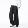 Pantalones de trabajo de estilo americano con dobladillo curvo, nuevo modelo otoño 2026, pierna recta holgada de moda con cordón, pierna ancha, cómodos pantalones casuales para hombre