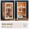 Casa para Gatos Madera Maciza Villa para Gatos Hogar Jaula para Gatos Gabinete para Gatos de Interior Casa para Gatos Nido para Gatos Lujoso Doble Capa Vidrio Transparente Metabo