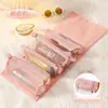 Bolsa de cosméticos para mujer, portátil, gran capacidad, para viaje, con compartimentos para brochas de maquillaje, almacenamiento de cuidado de la piel, bolsa separadora para lavado, bolsa de almacenamiento