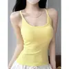 Nueva Camisola de Cuello en U para Mujer, Estilo Verano, Top Sexy Americano Ajustado con Copas, Ropa Interior sin Mangas