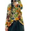Novedad de Otoño 2026: Suéter de Punto Desgastado con Estampado Floral Vintage, Corte Holgado, Jersey de Cuello Redondo, MHT