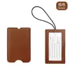 En stock etiqueta de equipaje con cordón de cuerda elástica transfronteriza etiqueta de equipaje de cuero PU engrosado con papel para firmas pase de abordar de cuero