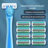 Novo Modelo de Navalha Manual Masculina com Seis Lâminas, Navalha de Barbear Antiga, Cabeças de Navalha de Reposição para Uso Doméstico, Navalha para Aparar Pelos