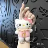 Pingente de Pelúcia de Gato Desenho Animado Fofo para Mochilas de Estudantes, Chaveiro Feminino