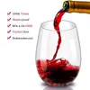 Copa de vino de plástico PET de 12 oz, vaso para jugo, copa para ensalada, forma de huevo, transparente, copa para vino tinto, irrompible