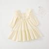 Ropa para niños de Corea del Sur, primavera y otoño, nuevo vestido de chaleco de encaje para niñas, vestido de princesa de manga voladora de bebé de estilo coreano de dos piezas falso