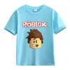 Roupa Infantil Transfronteiriça ROBLOX Camiseta para Meninos e Meninas Verão Europeu e Americano Camiseta de Algodão de Manga Curta Jaqueta de Manga Curta para Homens e Mulheres de Comércio Exterior