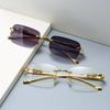 Gafas de Sol Cuadradas Decorativas sin Marco de Guepardo para Hombres y Mujeres, Gafas de Metal con Cabeza de Leopardo, Gafas Transfronterizas, Gafas de Sol con Protección UV400