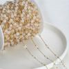 Fuerte retención de color color oro de 14K piedra ojo de gato cuentas redondas cadena hecha a mano diy joyería hecha a mano collar de mano accesorios de cadena suelta