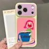 Capa de Celular Estilo Menina do Café com Cor Contrastante para Apple 17 Pro Max, Alto Valor Estético para Meninas, Líquida Dois em Um para 16/15