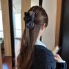 [Té de Durazno] ¡Buena versión!! Pinza de Lazo de Cuadros Clásicos Otoño e Invierno para Mujer Parte Trasera de la Cabeza Pinza para el Cabello de Tiburón Tocado