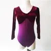 Roupas de Dança Infantil Roupas de Treino Veludo Dourado Algodão Macacão de Manga Longa Roupas de Balé para Meninas Roupas de Ginástica