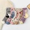 Calcetines de tubo de invierno para mujer de felpa de coral sin pelusa, panda, conejo, para casa, calcetines de dormir de dibujos animados, felpa gruesa