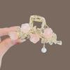 Clip de Borla Rosa Temperamental Clip para el Cabello de Verano de Gama Alta para Mujer Tamaño Mediano Clip de Tiburón para la Parte Posterior de la Cabeza Diadema Clip para el Cabello