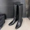 Outono/Inverno 2026 Novas Botas Longas de Cano Alto Estilo Francês Salto Plataforma Bico Quadrado Salto Alto Retas Botas Femininas