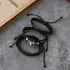 Venta Directa Transfronteriza Europea y Americana Pulseras de Cuero para Hombre Estilo Callejero Accesorios Retro de Aleación de Cuero Tejidos a Mano Pulseras Personalizadas
