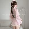 Uniforme de Bunny de Sirvienta Sexy Kimono Lindo Japonés Pura Deseo Estampado de Conejo Bata de Noche con Lazo Ropa de Dormir Erótica