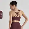 Top de yoga transfronteiriço com design de costas cruzadas, sutiã esportivo à prova de choque e com suporte, top fitness