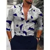 Camisas Nuevas para Hombre de Venta Caliente de Exportación Europea y Americana Transfronteriza, Tops de Manga Larga con Cuello de Moda Estampado Digital 3D Fresco