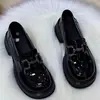 Mocassins de Couro Patente Femininos 2026 Outono Novo Estilo Coreano Sola Macia Bico Redondo Sapatilhas Plataforma Sola Grossa Casual Moda Calçados de Couro
