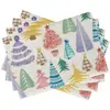 Mantel Individual Rectangular Navideño Americano Árbol de Navidad Pintado a Mano Camión Rojo Cascanueces Estampado Poliéster Aislamiento Térmico Mantel de Mesa