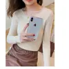 Suéter Pulóver de Punto de Color Sólido para Mujer, Manga Larga, Cuello Redondo Bajo, Ajuste Delgado, Versátil, para Usar Debajo, Nuevo para Otoño e Invierno, Talla Grande