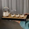 Bandeja de té rosa Bandeja melamina Bambú Bandeja de té Cuadrada simple Bandeja de secado y remojo Bambú Almacenamiento de agua Juego de té Kung Fu Bandeja de té