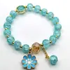 Pulsera Joyería Estilo Nacional, Pulsera Flor de Lirio del Valle Estilo Chino, Cuentas de Buda Tapa de Leche, Pulsera Flor Explosión, Cuentas Redondas de 10 mm, Pulsera de Perlas de Imitación