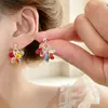 Pendientes Estilo Vacaciones en la Playa, Nuevos Pendientes de Flor de Tela Primavera Verano para Mujer, Modernos y Dulces, Pinzas para Orejas de Bobina de Mosquitos