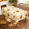 Nova toalha de mesa de Halloween transfronteiriça, poliéster estilo gótico escuro com estampas de abóbora e corvo, toalha de mesa para festa de feriado
