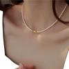 Collar de perlas de arroz pequeñas naturales de plata rota, collar de mujer, cadena de clavícula, cadena de suéter, grano de arroz barroco, luz de lujo nicho