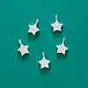 Pingente de Estrela de Cinco Pontas Cravejado com Diamantes Mini 5mm Prata de Lei S925 Pingente de Estrela de Prata Lisa Corda Trançada com Contas DIY Pulseira de Cristal