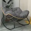 Mecedora de jaula de pájaros de mimbre, adecuada para sentarse o acostarse, una mecedora perezosa para el balcón, una silla de mimbre de ocio para el hogar, una mecedora de hierro forjado para una persona