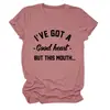 Tenho um Bom Coração Estação Europeia Ebay Amazon Camiseta Casual e Confortável Feminina de Gola Redonda e Manga Curta