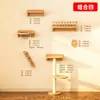 Marco de escalada para gatos montado en la pared hecho de madera maciza, Plataforma de salto para gatos montada en la pared, Rascador para gatos, Nido de escalada para gatos en la pared, Poste rascador para gatos
