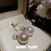 Joyería Italiana Vintage Pendientes de Perla Doble Cara Banquete Boda Sirena Mayor Ji Perla Pendientes de Dos Caras