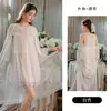 Elegante e sexy V-neck com cadarço, renda em malha, solta e confortável, roupão camisola feminina, doce conjunto de pijama XQ7461