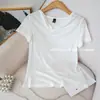 Top Francês de Manga Curta Ombro a Ombro, Novo Verão 2025 Slim Fit, Valoriza o Corpo, Assimétrico, Elegante, Camiseta Curta