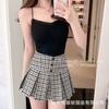 705 Chica Dulce y Picante Estilo Crema Hermosa Espalda Chaleco Corto para Mujer Ropa Interior Rosa Tirantes Espagueti Top Básico Versátil