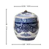 Nuevo jarrón de cerámica azul y blanco estilo chino, juego de tarros de almacenamiento para arreglos florales, para sala de estar, recibidor, estudio, decoración de sala de té