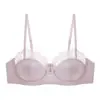 Conjunto de Lingerie Sexy Feminino de Verão Renda Patchwork Cetim Fino Francês para Seios Grandes Parecer Menores Conjunto de Sutiã Anti-Queda